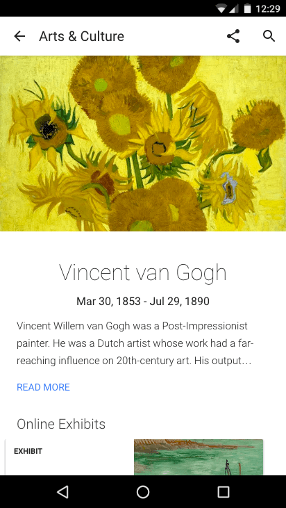 Android Van Gogh page screenshot 