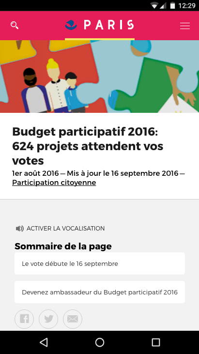 Android paris.fr page screenshot