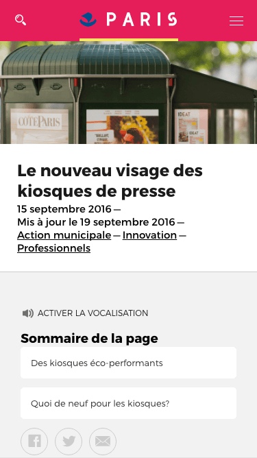 iOS paris.fr page screenshot